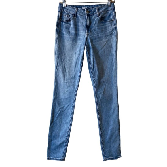 Old Navy Pop Icon Skinny Jeans Women Size 4 Long Blue Light Wash‎ Distressed W28 - Picture 3 of 12